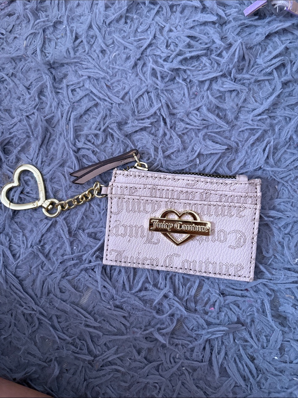 Juicy Couture Blush Pink Heart Logo Cardholder with Keychain